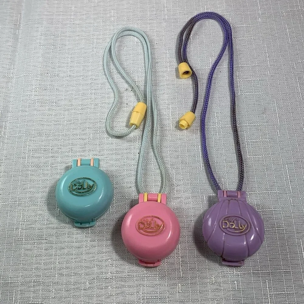 Vintage Dolly Photo Locket Necklace Playset Lot Of Three One Figure Collectible
